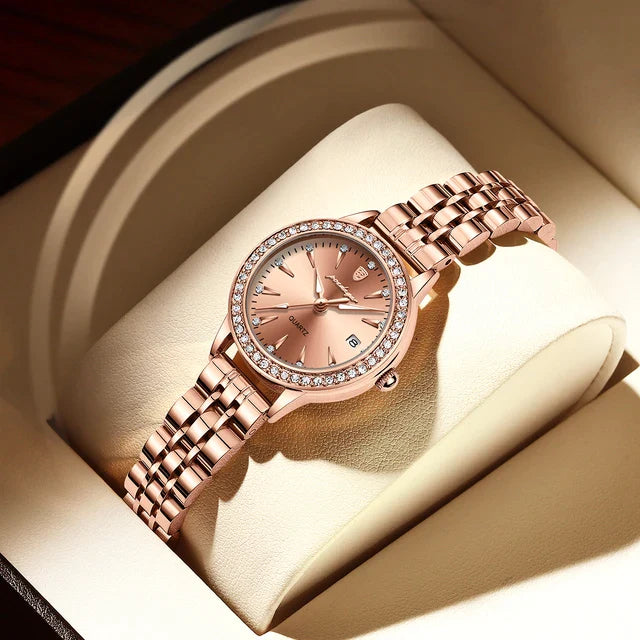 POEDAGAR Women Watch Rose Gold Stainless Stain Date Quartz Watches
-S4689263 - Tuzzut.com Qatar Online Shopping