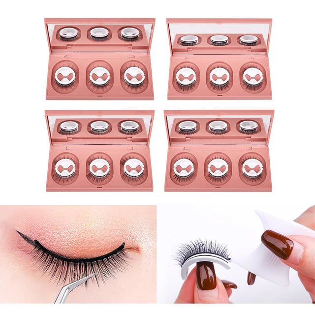 Reusable self-adhesive eyelashes, 3 pairs, without glue, several natural - Tuzzut.com Qatar Online Shopping