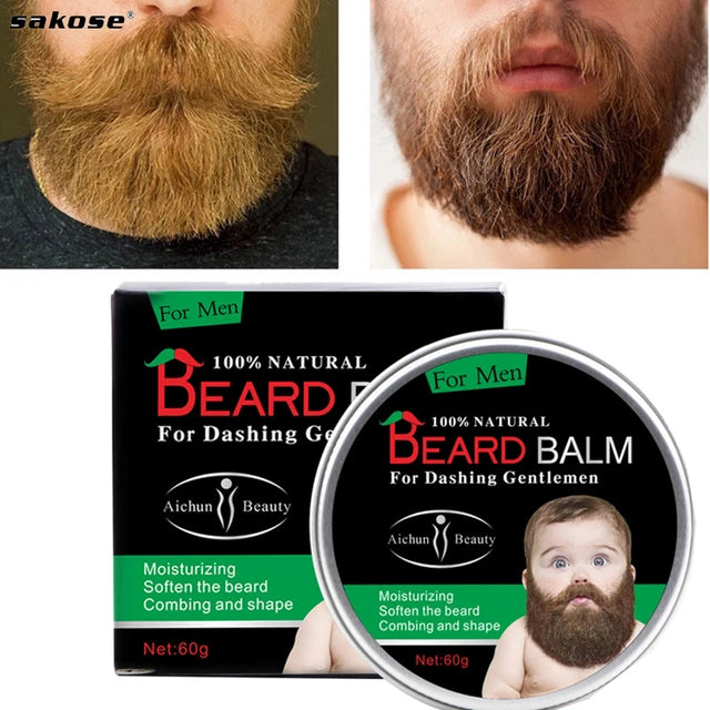 Organic Natural Beard Care Wax Balm Men Beard Care Styling Moisturizing Effect Beard Conditioner 60g - Tuzzut.com Qatar Online Shopping