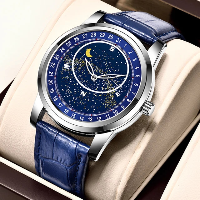 Rotating Sky Star Luxury NewBrand Watch Men's Fashion Moon Watches Waterproof Luminous Man Clock Time-Battery Operated - Tuzzut.com Qatar Online Shopping