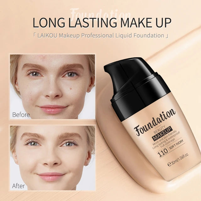 30Ml Professional Liquid Face Foundation Cream Waterproof Long-lasting Concealer Natural Moisturizing Foundation Makeup Cosmetic - Tuzzut.com Qatar Online Shopping