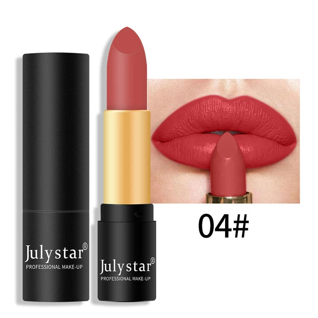 Julystar Waterproof Nude Matte Lipsticks Long Lasting Lip Stick Not Fading Sexy Red Pink Velvet Lipsticks Makeup Cosmetic - Tuzzut.com Qatar Online Shopping
