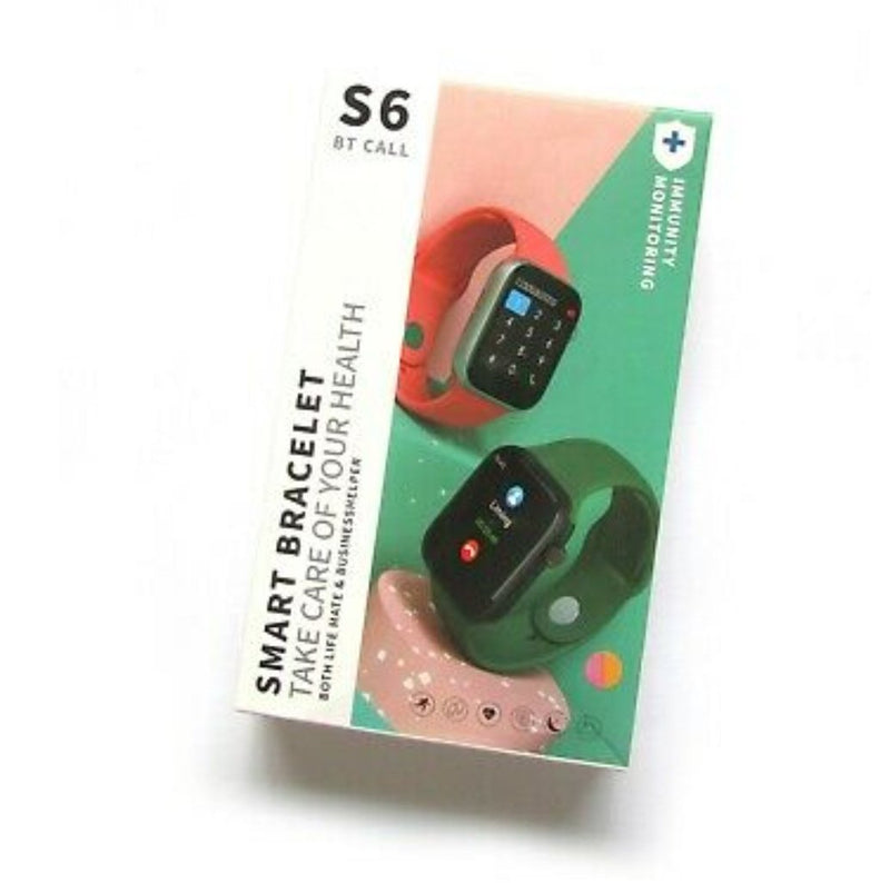 Smart Wristband BT Call S6 Heart Rate Blood Pressure Measurement - Black - Tuzzut.com Qatar Online Shopping