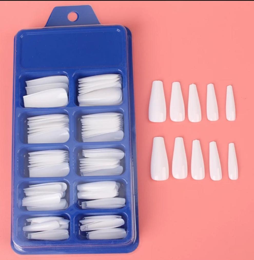 Blue Box 100Pcs Candy Solid Color Ballet Nail Trapezoidal False Nail Blue Box 100Pcs Candy Solid Color Ballet Nail Trapezoidal False Nail
