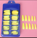 Blue Box 100Pcs Candy Solid Color Ballet Nail Trapezoidal False Nail Artificial Finger Set Bulk Long Full Cover Nail Tips - Tuzzut.com Qatar Online Shopping