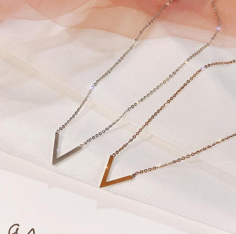 Simple V Letter Women Fashion Necklace - S3717357 - TUZZUT Qatar Online Store