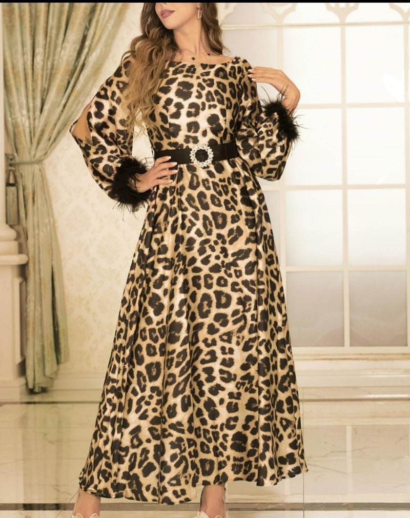 Leopard Fashion Belt Dress  -S4677749 - Tuzzut.com Qatar Online Shopping