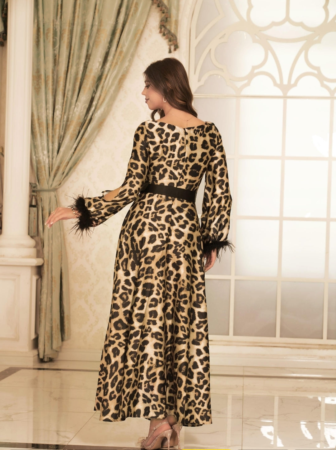 Leopard Fashion Belt Dress -S4677749 Leopard Fashion Belt Dress -S4677749