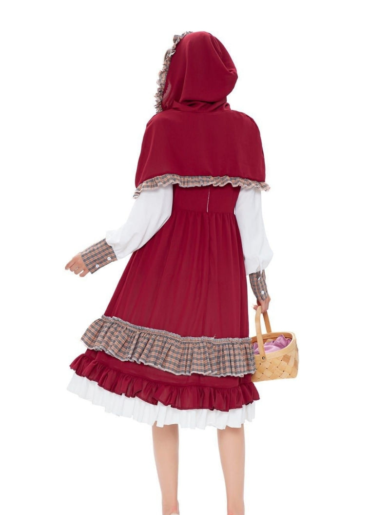 Women Little Red Riding Hood Cosplay Costume Pastoral Manor Farm Maid Costume Party Performance Costume (Capcloak+cloths) Size - S - Tuzzut.com Qatar Online Shopping