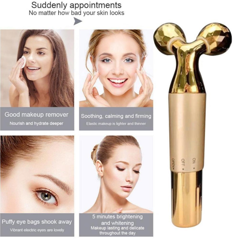 Multi-function Beauty Care Device 24k Facial Massage Stick Roller 3D Golden Energy Bar Vibrating Massager for Beauty Tool X3703112 - Tuzzut.com Qatar Online Shopping