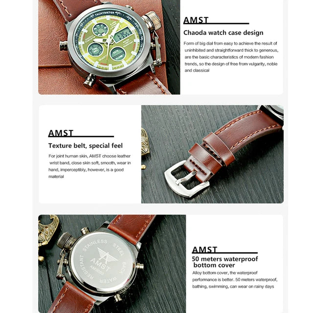 Mens Watches Men Analog Digital Dual Display Watches - 0031 - Tuzzut.com Qatar Online Shopping