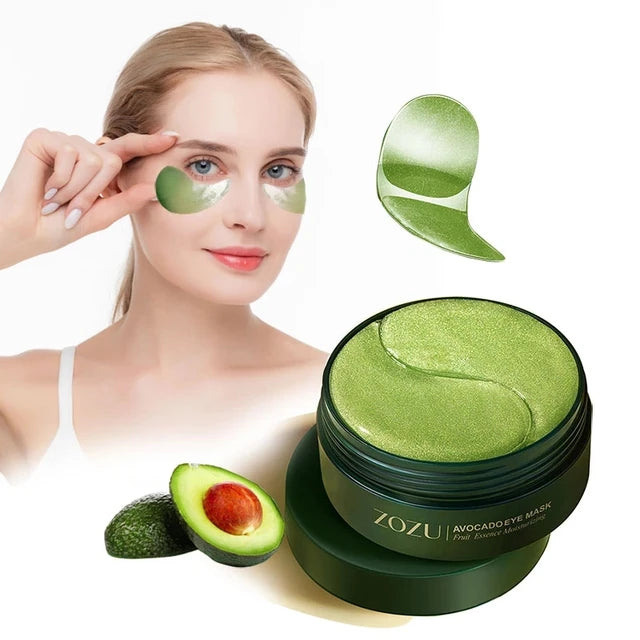 ZOZU Avocado Crystal Bouncing Eye Mask 60pcs Moisturizing and Dark Circles Improvement Eye Mask Patch Eye Care - Tuzzut.com Qatar Online Shopping