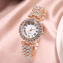 Women Watch Jewelry 5 Pcs Set - Watch Necklace Bracelet Earrings Ring - H128 - Tuzzut.com Qatar Online Shopping