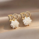 Luxury Zircon Pearl Drop Earrings For Women Girl  Personality Shiny D Letter Earring Fashion Jewelry - Tuzzut.com Qatar Online Shopping