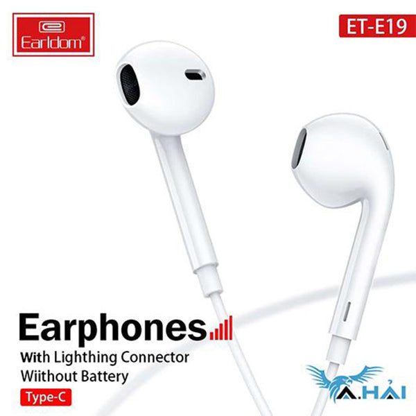 Earldom Stereo Type C Earphones with Mic Volume Control - ET-E19 - Tuzzut.com Qatar Online Shopping