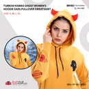 Turkish Kawaii Ghost Women's Hoodie Ears Pullover Sweatshirt - Yellow - Tuzzut.com Qatar Online Shopping