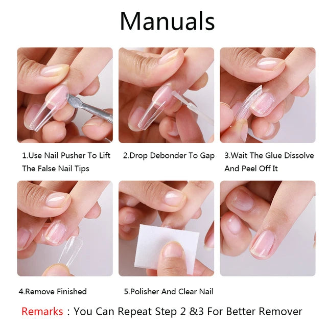 10ml False Nail Glue Debonder With Brush Fake Nail Rhinestone Art Decorations Glue Remover Adhesives Dissolve Manicure Tools