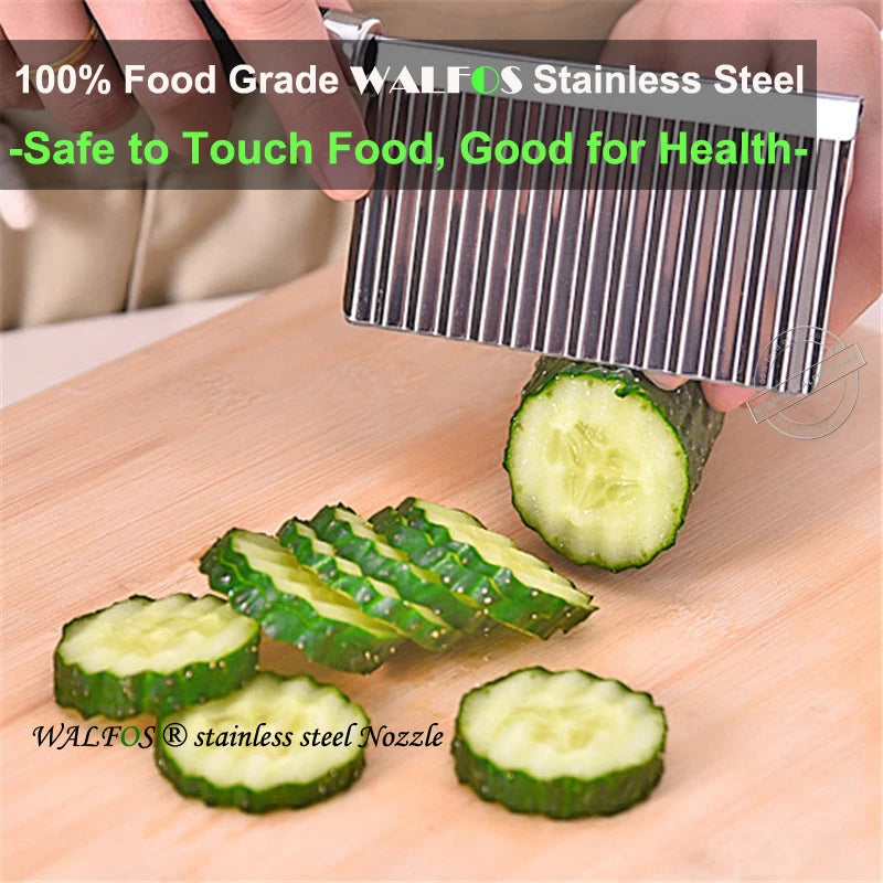 WALFOS Stainless Steel Potato Wavy Edged Knife Kitchen Gadget Vegetable Fruit Cutter Cooking Tools Kitchen Knives S4640429 - Tuzzut.com Qatar Online Shopping