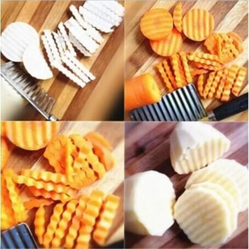 WALFOS Stainless Steel Potato Wavy Edged Knife Kitchen Gadget Vegetable Fruit Cutter Cooking Tools Kitchen Knives S4640429 - Tuzzut.com Qatar Online Shopping