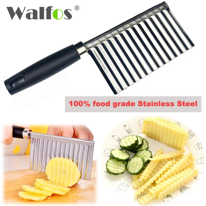 WALFOS Stainless Steel Potato Wavy Edged Knife Kitchen Gadget Vegetable Fruit Cutter Cooking Tools Kitchen Knives S4640429 - Tuzzut.com Qatar Online Shopping