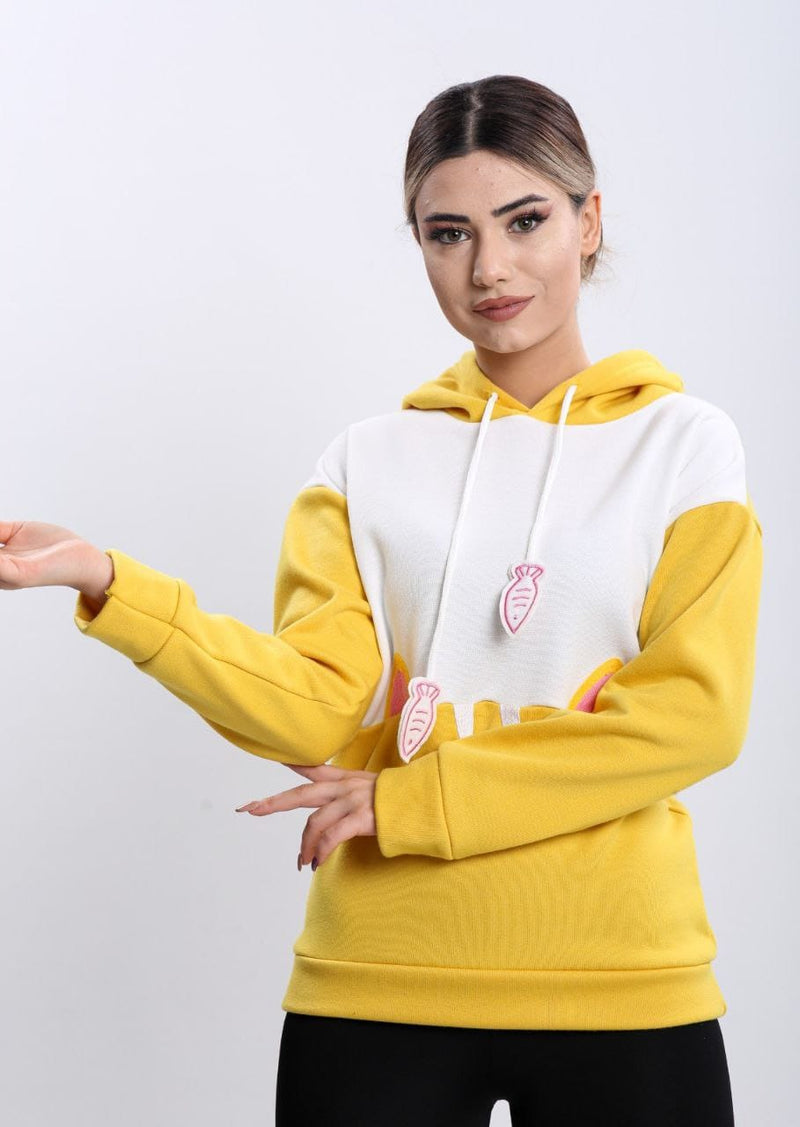 Turkish Cute Cat Hoodie Women Fashion Sweatshirt - Yellow - TUZZUT Qatar Online Store