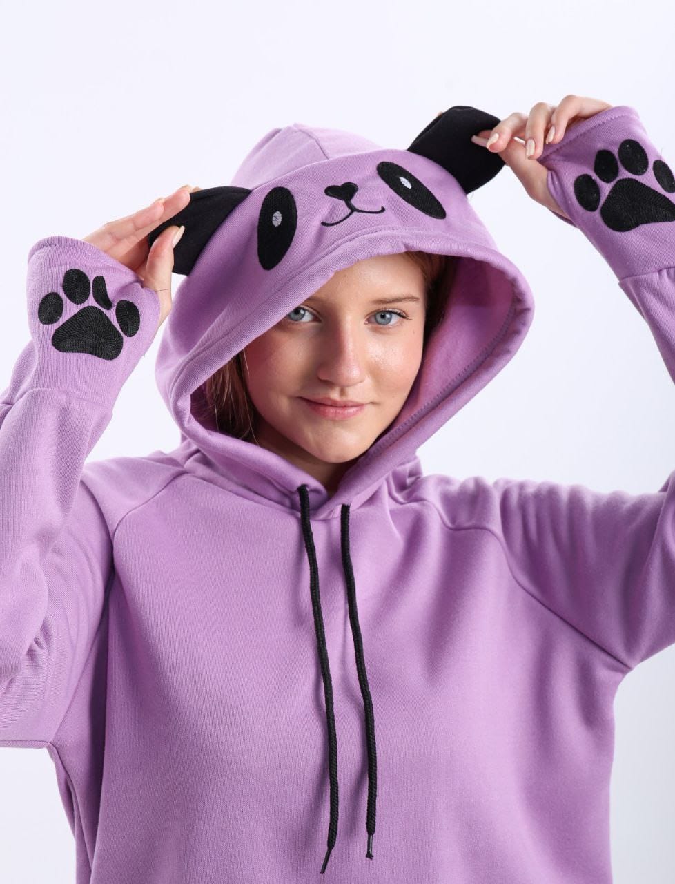 Turkish Cute Panda Hoodie Women Fashion Sweatshirt-Violet Turkish Cute Panda Hoodie Women Fashion Sweatshirt-Violet