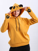 Turkish Cute Panda Hoodie Women Fashion Sweatshirt- Mustard Yellow - Tuzzut.com Qatar Online Shopping