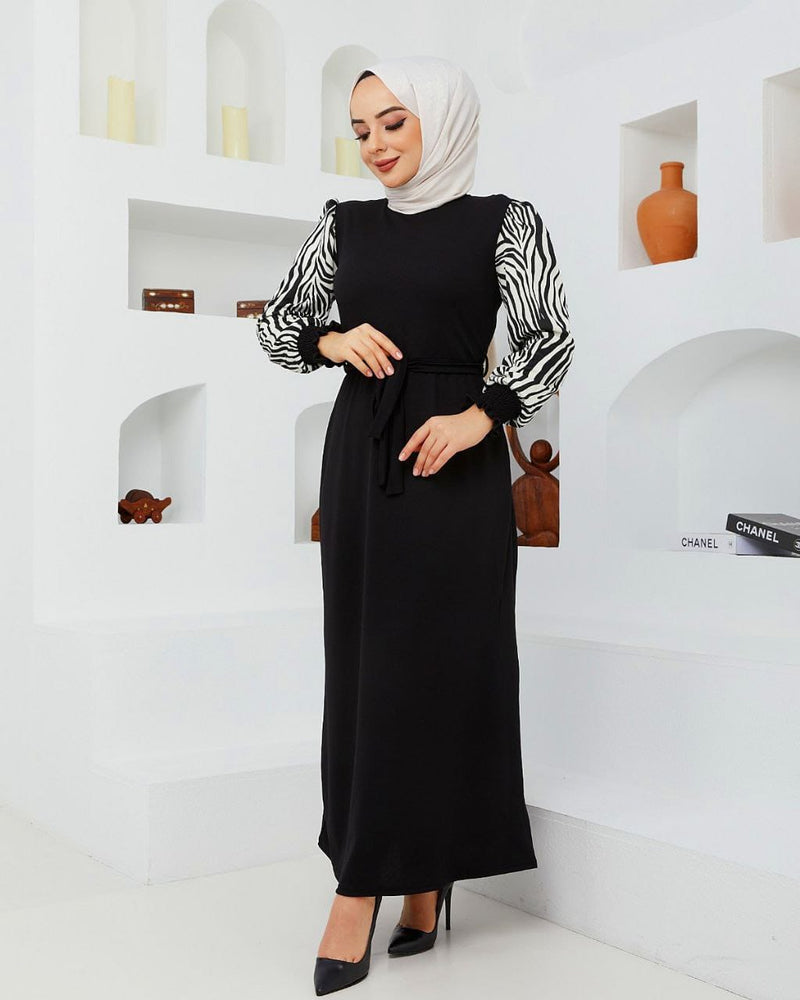 Rewel Fashion Turkish Women's Scuba Fabric Maxi Party Dress 1205 -Black - Tuzzut.com Qatar Online Shopping