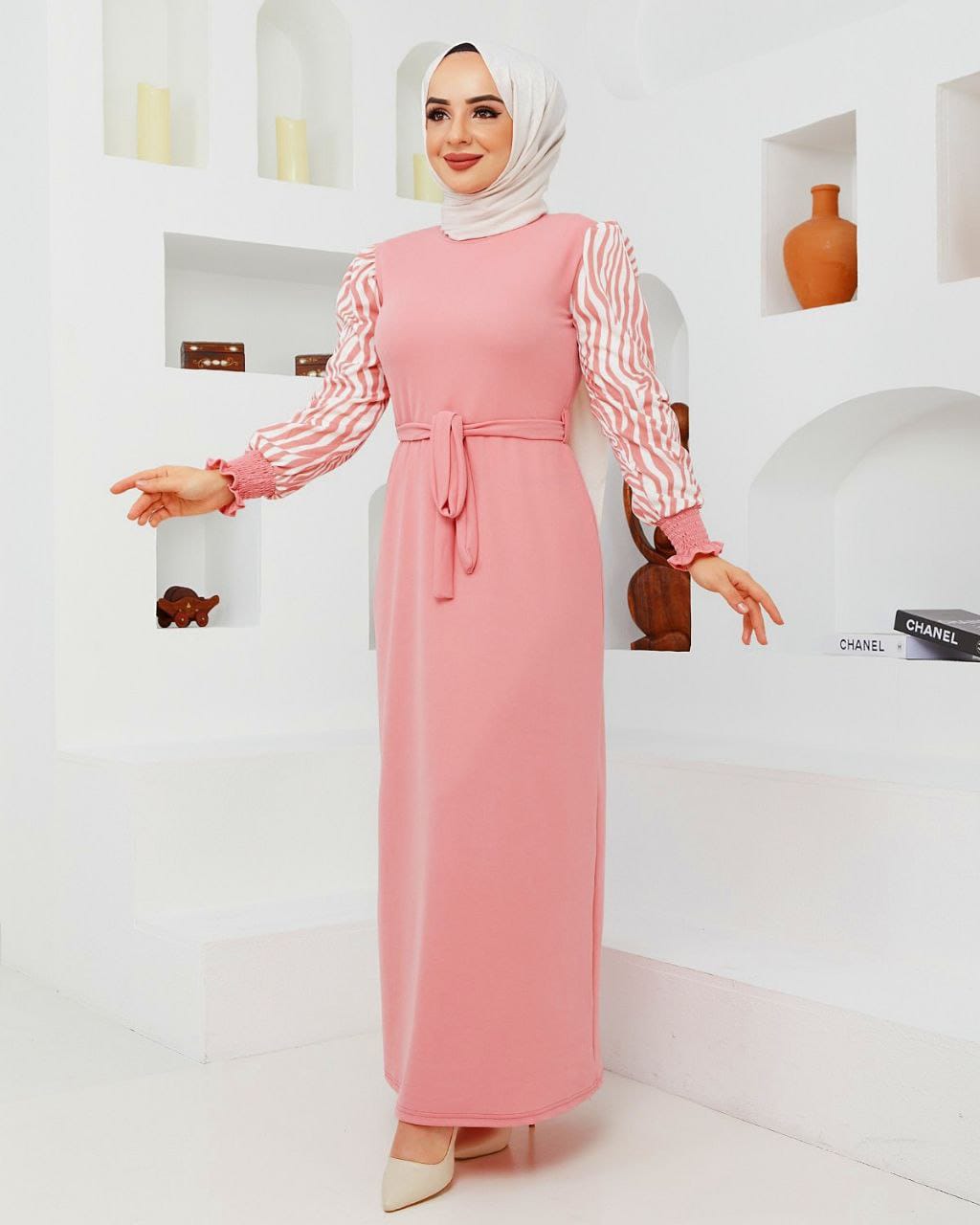 Rewel Fashion Turkish Women's Scuba Fabric Maxi Party Dress 1205 -Pink Rewel Fashion Turkish Women's Scuba Fabric Maxi Party Dress 1205 -Pink