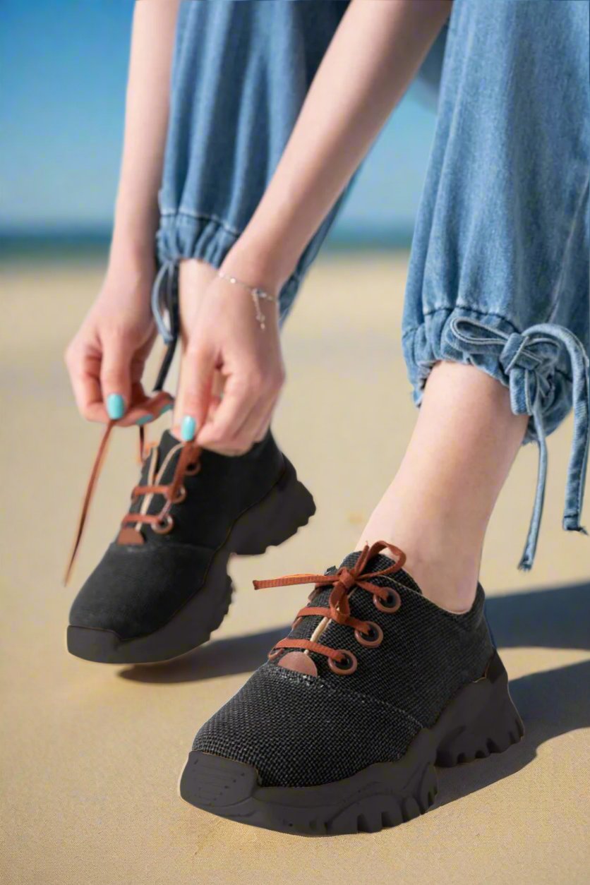 Women's Loop Breathable Sneakers Heeled Shoes - L404 Women's Loop Breathable Sneakers Heeled Shoes - L404