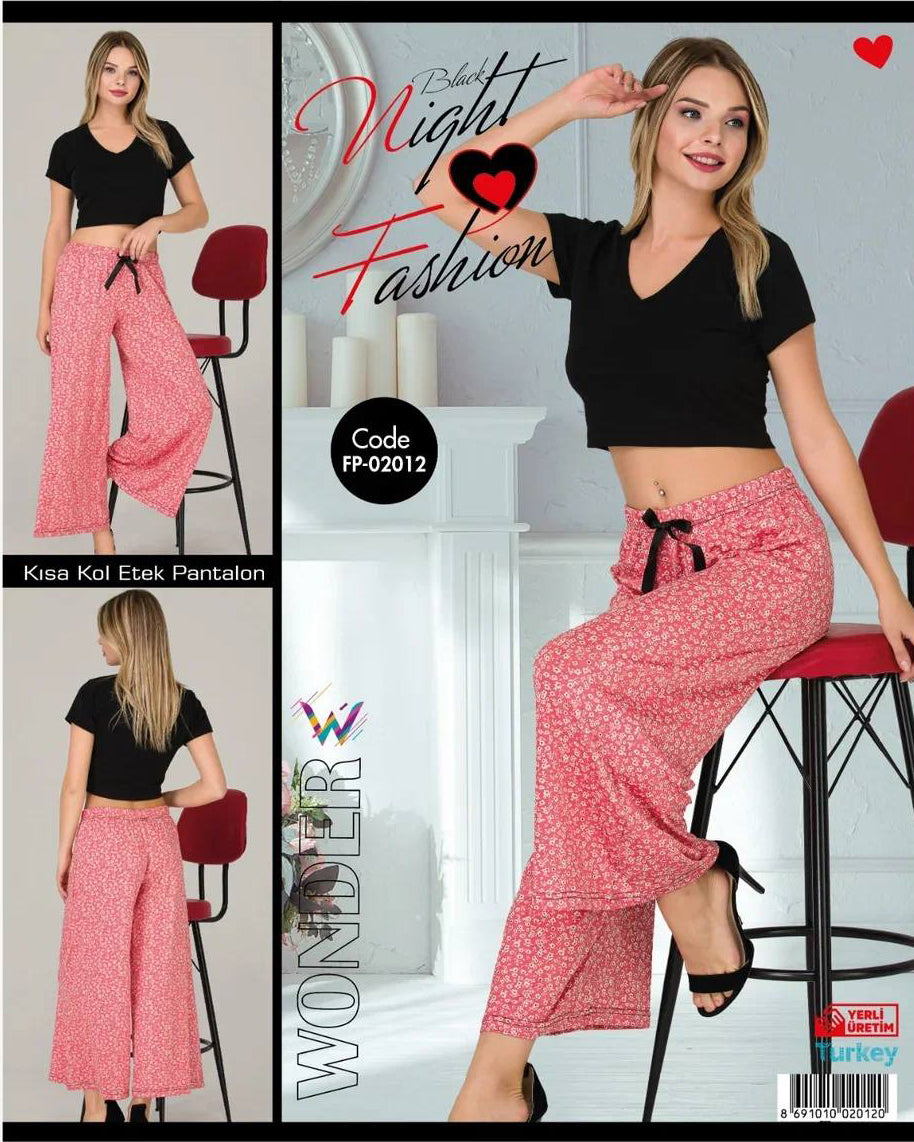Miss Wonder Short Sleeve Skirt with Palazzo Pant FP-02012 Miss Wonder Short Sleeve Skirt with Palazzo Pant FP-02012