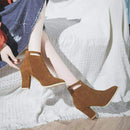 Women's Retro Fashion Ankle Boots With Thick High Heels - A18 - Tuzzut.com Qatar Online Shopping