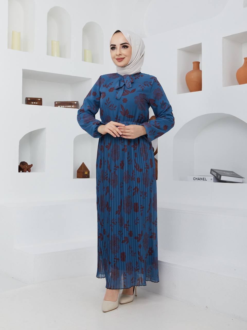 GLN Fashion Turkish Women's Chiffon Maxi Dress - 675 Blue GLN Fashion Turkish Women's Chiffon Maxi Dress - 675 Blue