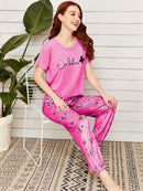 Turkish Laroza Fashion Women's Top and Pant - Just Believe - Pink - Tuzzut.com Qatar Online Shopping