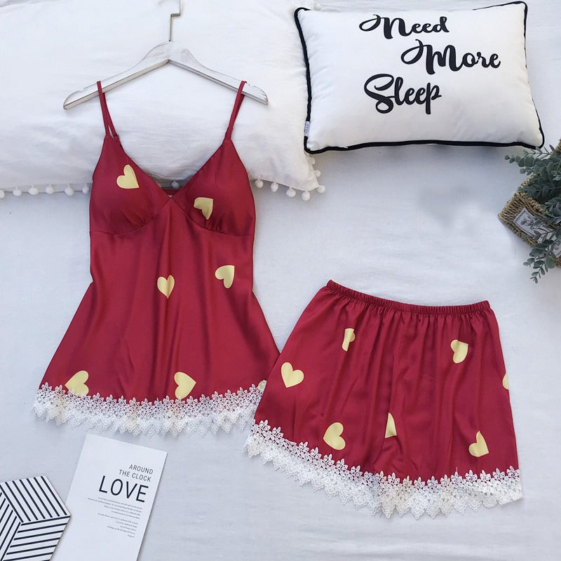 Women's Silk Satin Shorts Pajama Set Non-Padded R130 - TUZZUT Qatar Online Store