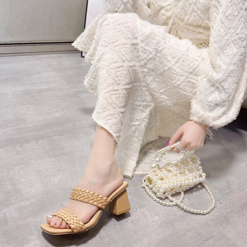 Women's Fashion Open Toe Sandals  Summer Heels Slippers - 801 - Tuzzut.com Qatar Online Shopping