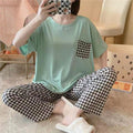 Women's Summer Check Loose Pajama Homewear with Pocket - FP533 - Tuzzut.com Qatar Online Shopping