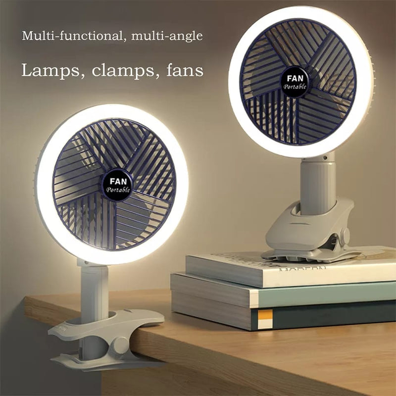 Multifunction Lamp Fan Mini Foldable Table Clip USB Rechargeable - Tuzzut.com Qatar Online Shopping