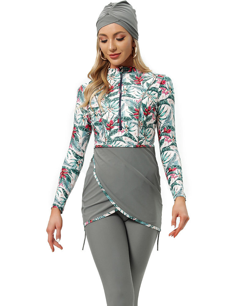 Women's Burkini Modest Swimsuit Set - Grey Women's Burkini Modest Swimsuit Set - Grey