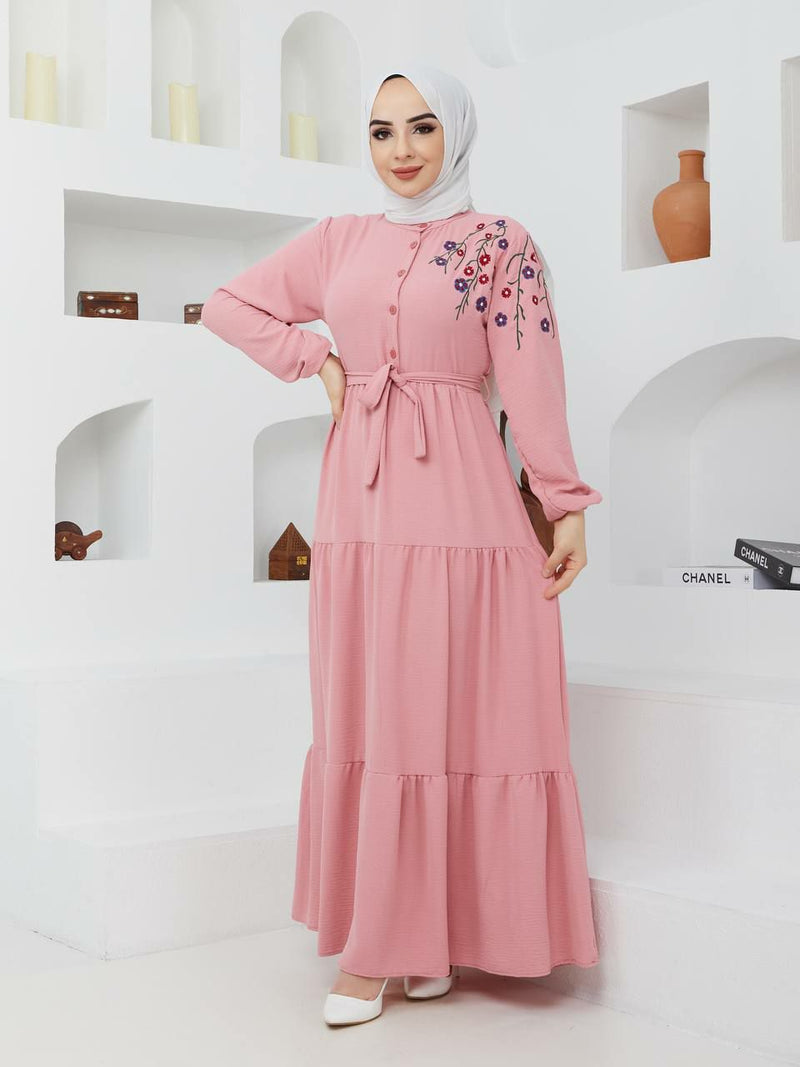 Asmin Fashion Turkish Women's Ayrobin Maxi Dress - 210 - Tuzzut.com Qatar Online Shopping