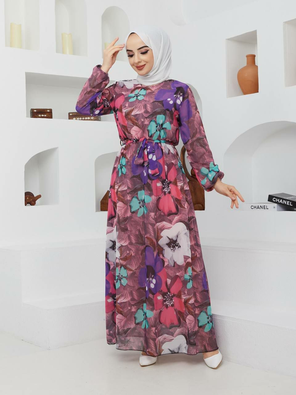 GLN Fashion Turkish Women's Ayrobin Maxi Dress- A421 Pink GLN Fashion Turkish Women's Ayrobin Maxi Dress- A421 Pink