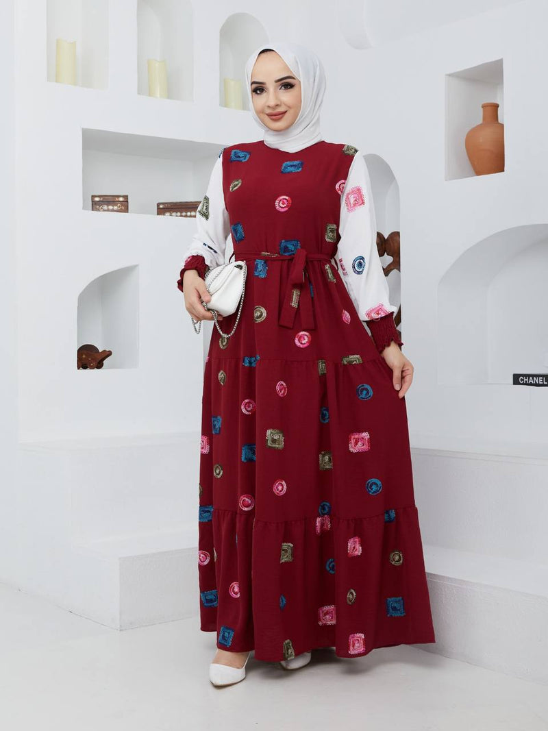Uslu Moda Turkish Women's Ayrobin Maxi Dress - U533 - Tuzzut.com Qatar Online Shopping