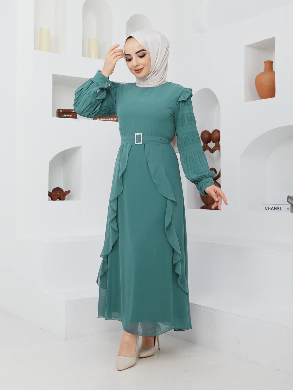 Efsun Moda Turkish Women's Chiffon Maxi Dress - 226 Efsun Moda Turkish Women's Chiffon Maxi Dress - 226