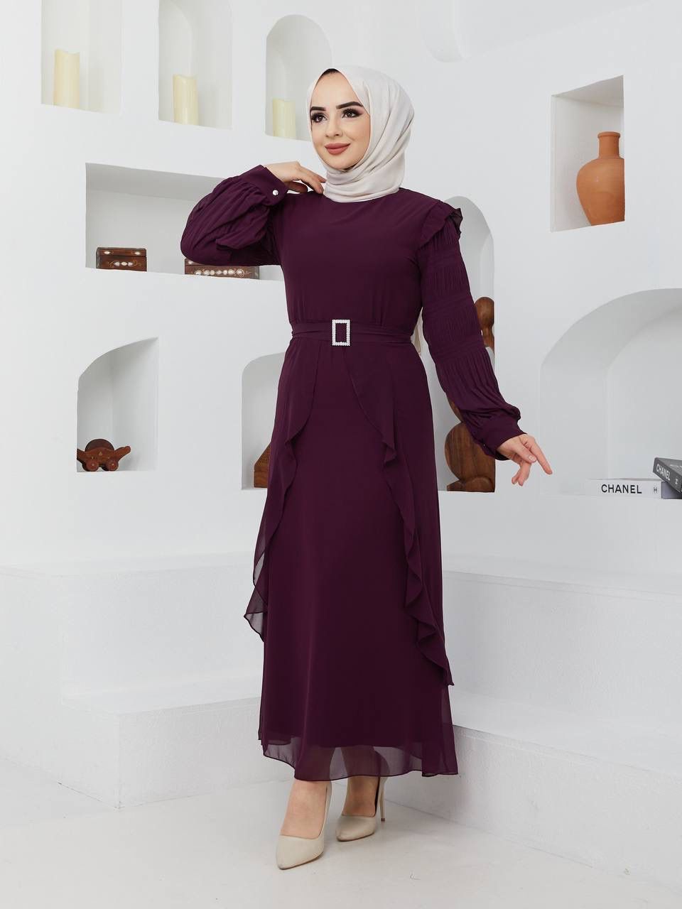 Efsun Moda Turkish Women's Chiffon Maxi Dress - 226 Efsun Moda Turkish Women's Chiffon Maxi Dress - 226