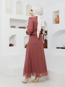 Efsun Moda Turkish Women's Chiffon Maxi Dress - 244 Pink - Tuzzut.com Qatar Online Shopping