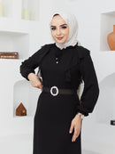 Efsun Moda Turkish Women's Chiffon Maxi Dress - 244 Black - Tuzzut.com Qatar Online Shopping