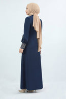 Turkish Fashion Prada Abaya Dress with Bag - 1391 Navy Blue - Tuzzut.com Qatar Online Shopping