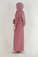 Turkish Fashion Prada Abaya Dress with Bag - 1391 Onion Pink - Tuzzut.com Qatar Online Shopping