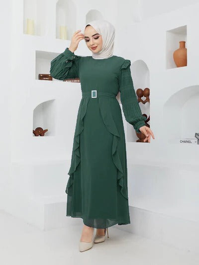 Efsun Moda Turkish Women's Chiffon Maxi Dress - 226 - Tuzzut.com Qatar Online Shopping