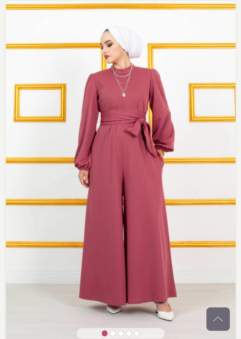 Moda Pery Turkish Women's Scuba Jumpsuit - 10765 Pink - Tuzzut.com Qatar Online Shopping